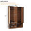 Meuble de rangement d'entrée de style champêtre, organisateur de vestiaire avec portes cintrées en rotin, espace de rangement pour les vêtements suspendus et le manteau d'entrée-1513940895