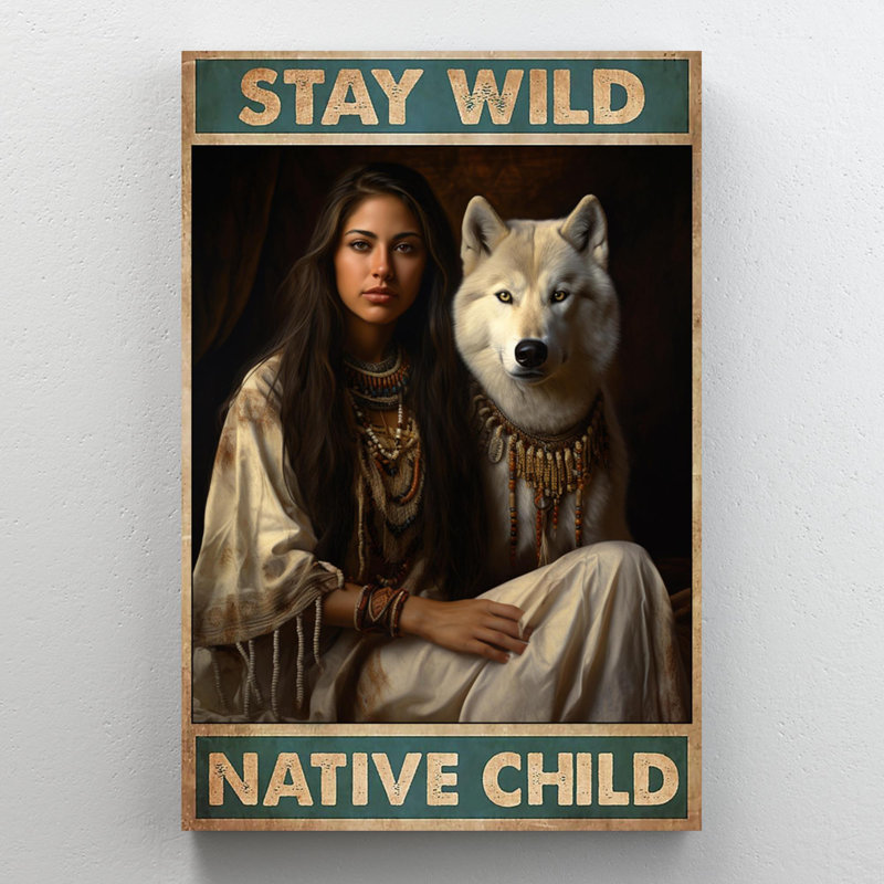 Stay Wild Native Child - Rectangle, impression sur toile tendue, H 14 po x l 11 po x P 1,25 po