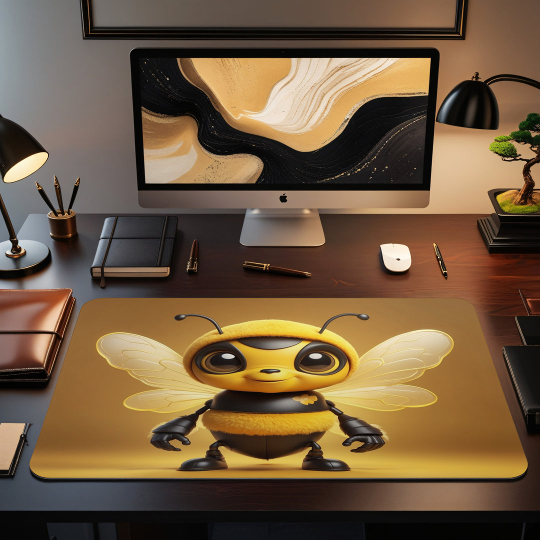 Cute Bumblebee Character Desk Mat