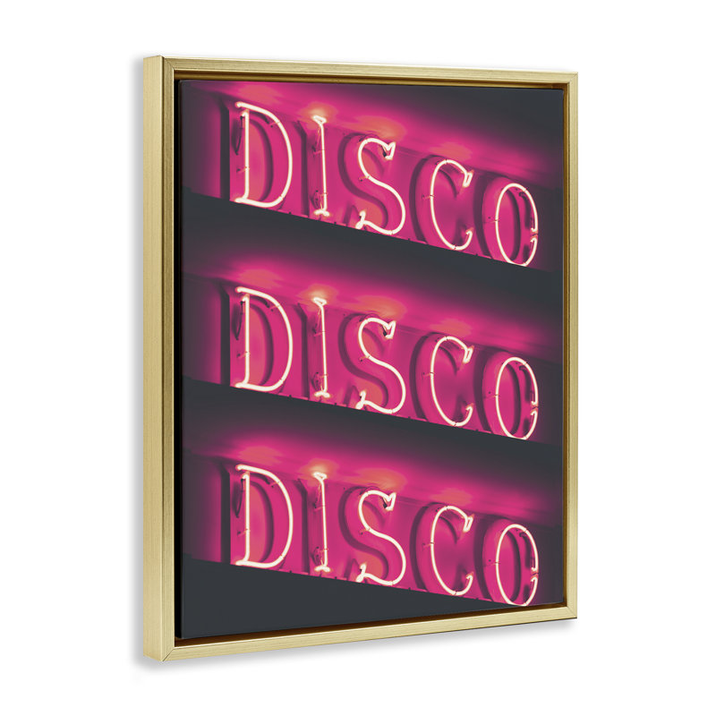 «Pink Disco Neon» par Daphne Polselli, H 31 po x l 25 po, Cadre flottant métallique doré