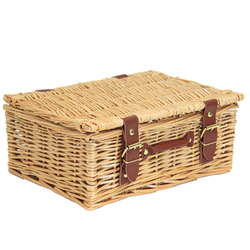 Wicker Hamper Basket with Lid, Beige, 8 L