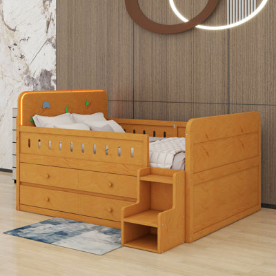 Full Size Bed With LED, Storage Drawers