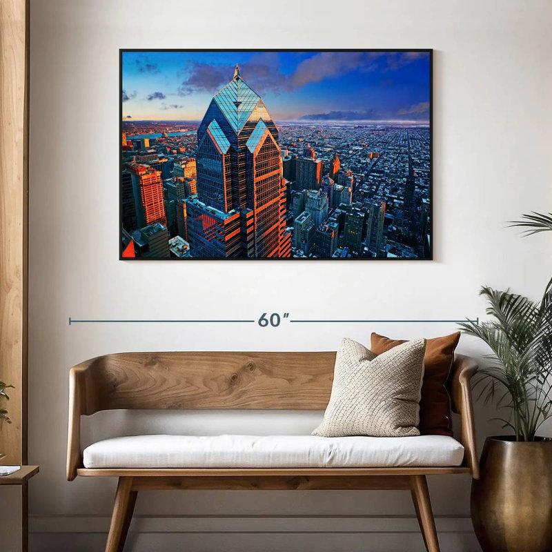 Tour et horizon de Philadelphie, 46 po x 31 po, Cadre flottant noir
