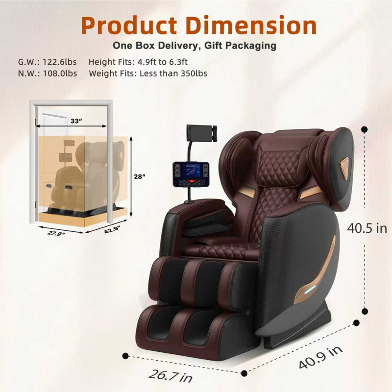 Corps entier amélioré Pavni, fauteuil inclinable Zero Gravity avec chaleur, 10 points fixes, Bluetooth, écran tactile, repose-pieds, Shiatsu Pavni pour les parents, les personnes âgées et un assemblage facile