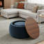 Repose-pieds rond avec rangement amovible de 25 po de largeur, repose-pieds et table basse, bleu foncé-1549267465