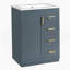 Meuble-lavabo bleu 24 po avec lavabo intégré en céramique, 3 tiroirs et 1 porte pour les petites et moyennes salles de bain-553942662