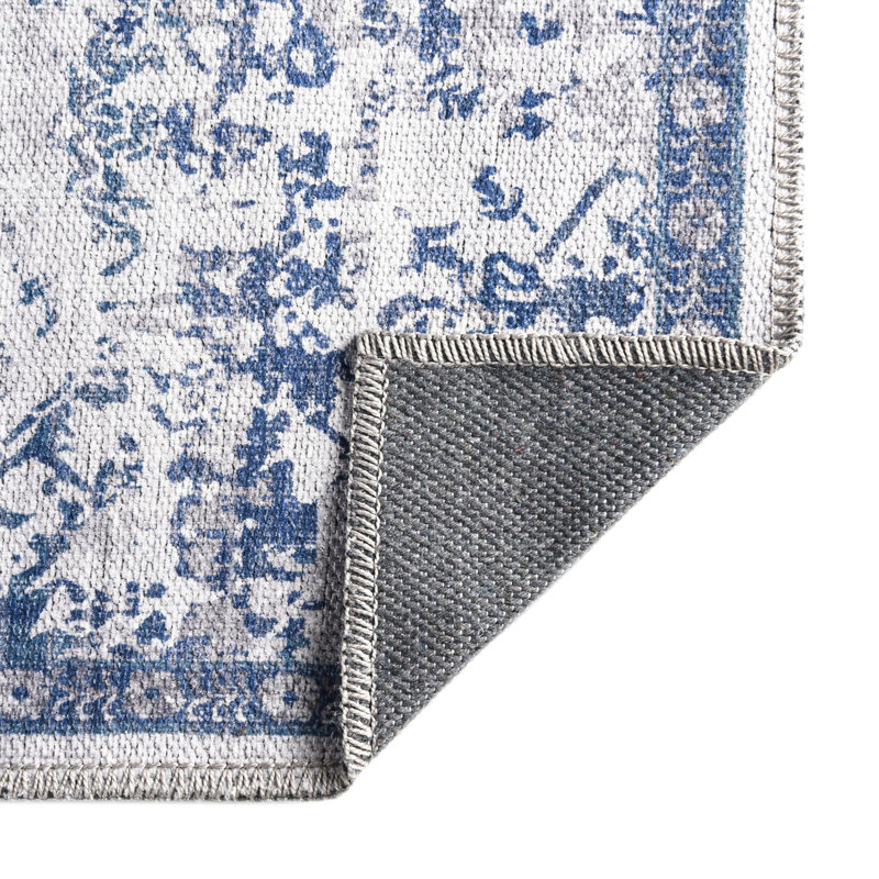 Matsumura Oriental Gray/Blue Area Rug, Runner 2' x 5'1"