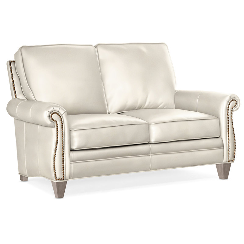 Causeuse à accoudoirs roulés en cuir véritable 65 po, Pierre, Cuir véritable Outsider Raven, Français naturel N<sup>o</sup> 9