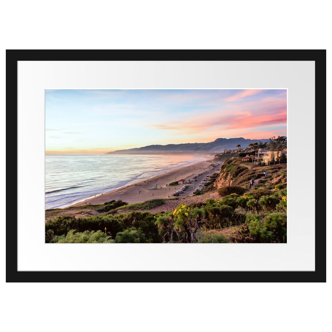 Gerahmtes Poster Küste und Strand mit Häusern