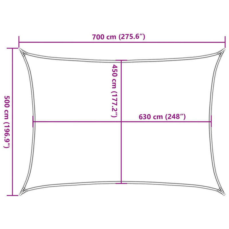  7m x 5m Rectangle Shade Sail