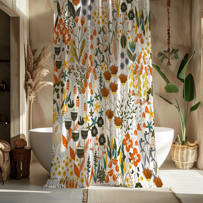 Orange Cheer Floral Shower Curtain