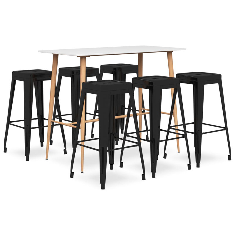Kirouac 6 - Person Dining Set, Black/White