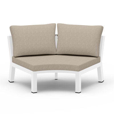2-Person Curved Modular Patio Sofa with Cushions
