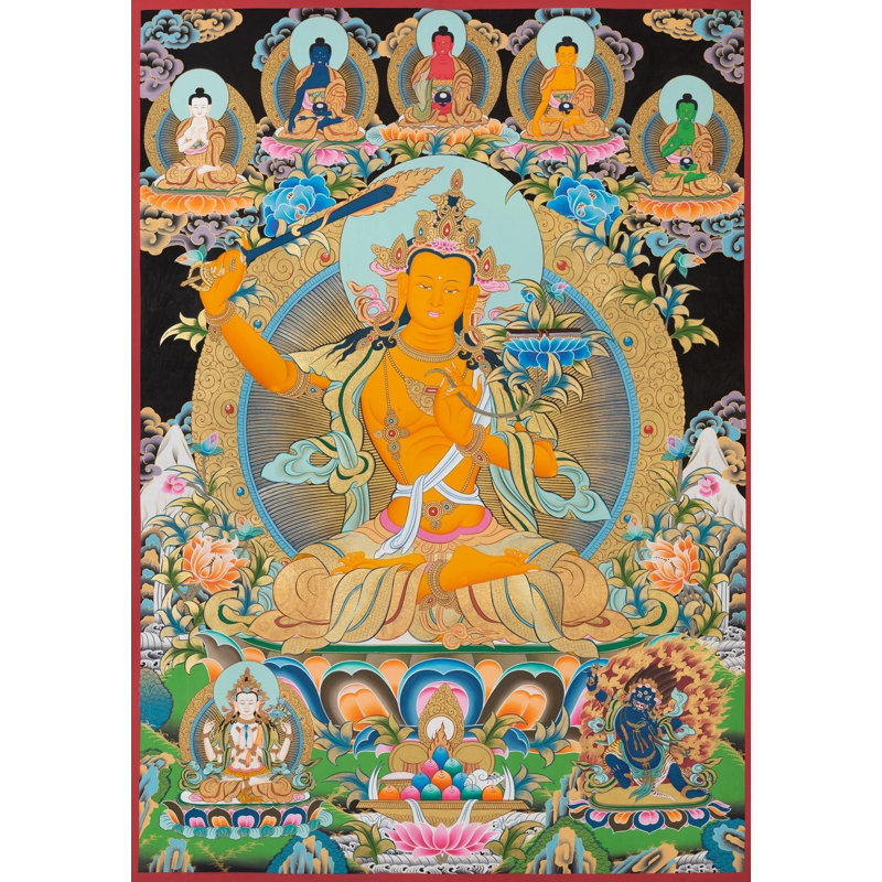 Manjushree Thangka (Big) (Brocadeless Thangka)