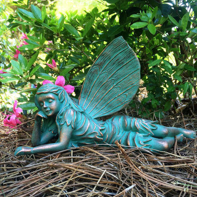 Suffolk Fairy Plants & Flowers Fantasy & Sci-Fi Fairies Tropical Angels & Cherubs Weather Resistant UV Resistant Stone Fiberstone Resin Garden Statue