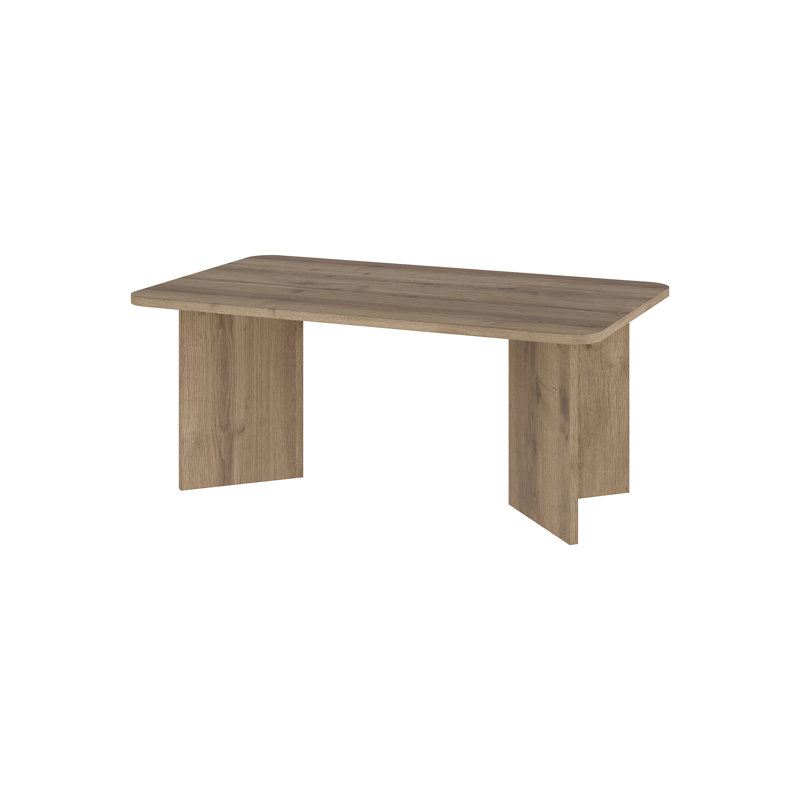  Modern Radius Rectangular Coffee Table, Living Room, Brown Wood