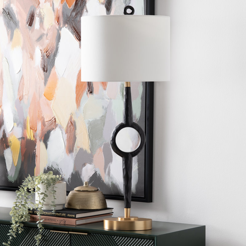 38.75" Metal Table Lamp With White Shade