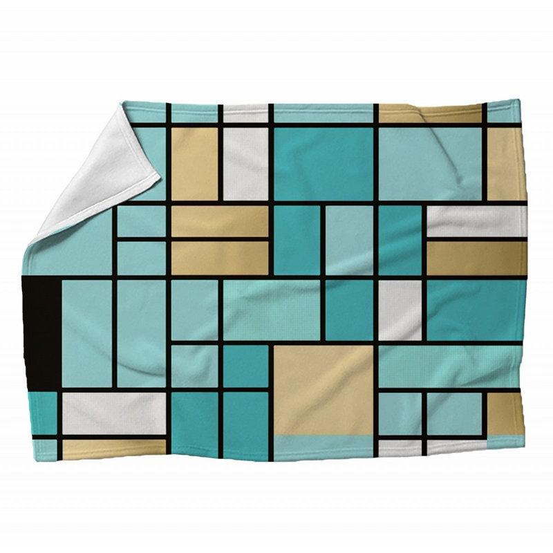 Machine Printed Throw Blanket, 60" W x 80" L, Gold/Turquoise