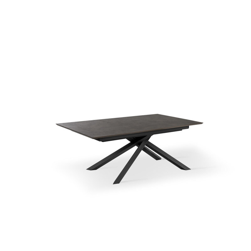 Daimyan Extendable Oak Metal Base Dining Table, Rust, Black