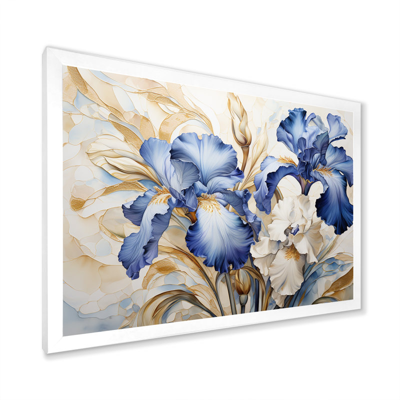 Minimalisme sérénade d'iris sur toile, H 24 po x l 32 po x P 1 po, Cadre simple blanc