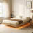 Queen Floating Bed Frame With Led Lights, Modern Fluted Floating Bedframe With Metal Slats-1215208129