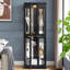 Élégante vitrine vitrée lumineuse avec rangement en bois et ampoule