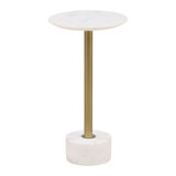 Rachael Marble End Table, White