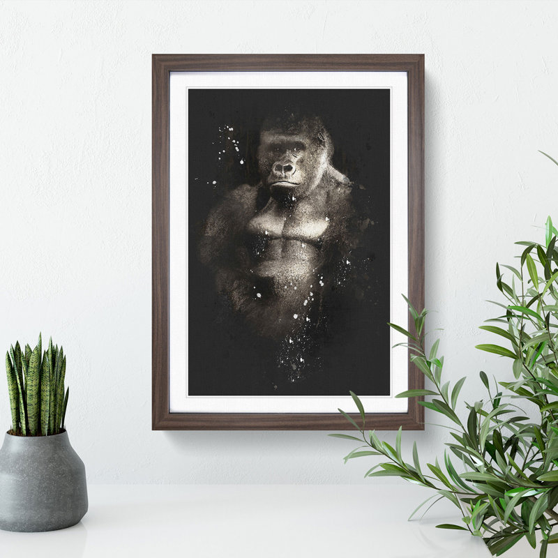 Silverback Gorilla Vol.2 Paint Splash - Picture Frame Graphic Art, Walnut, 90cm H x 65cm W x 2cm D
