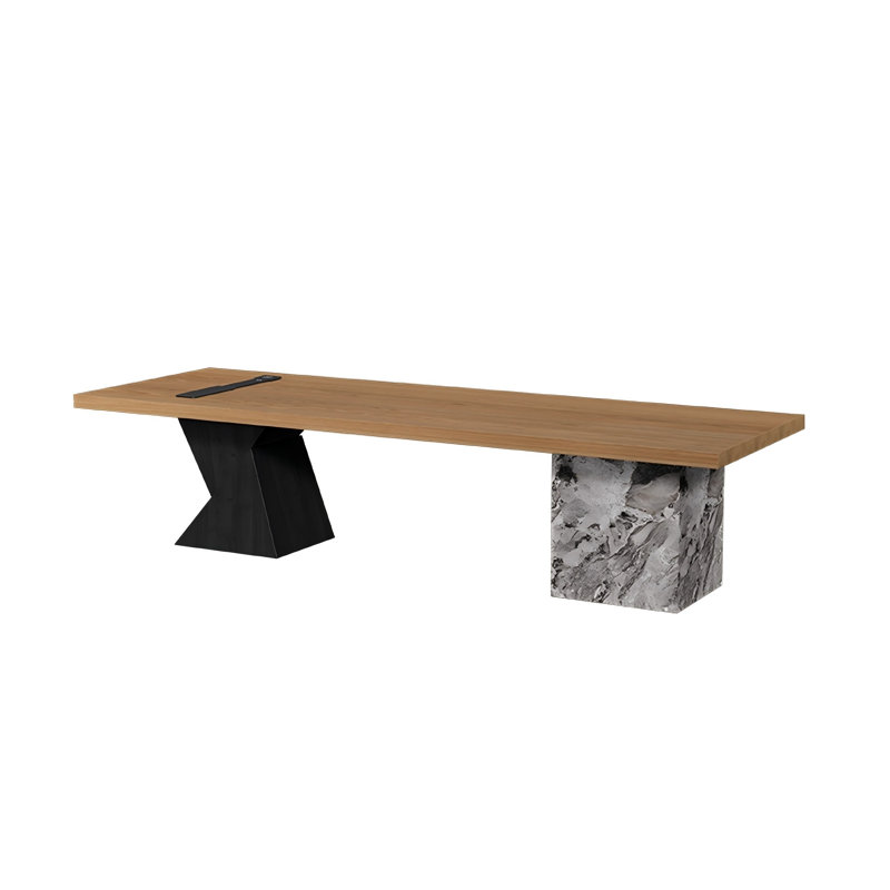Modern Minimalist Brown Office Desk, 28.74" H x 86.61" W x 31.50" D