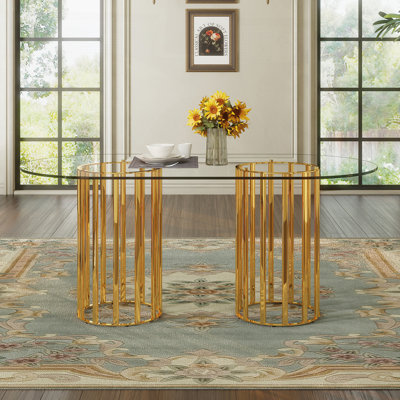 Table de salle à manger ovale en verre trempé de 71 pouces de style luxueux à double colonne, résistante aux égratignures et facile à nettoyer pour une salle à manger moderne