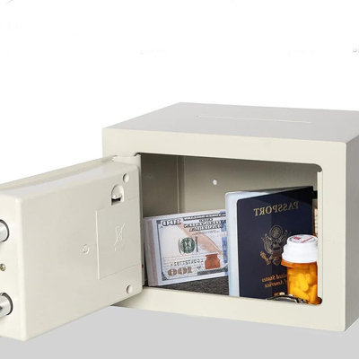 Security Digital Safe for Home Office, Alarm System, Fireproof, Freestanding, Tabletop, Home Keypad Safe (White)