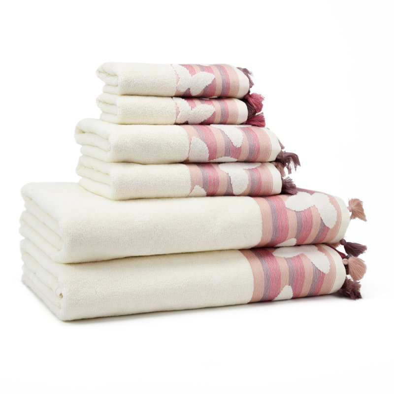 Butterfly 6 Piece Turkish Cotton Towel Set, Peach