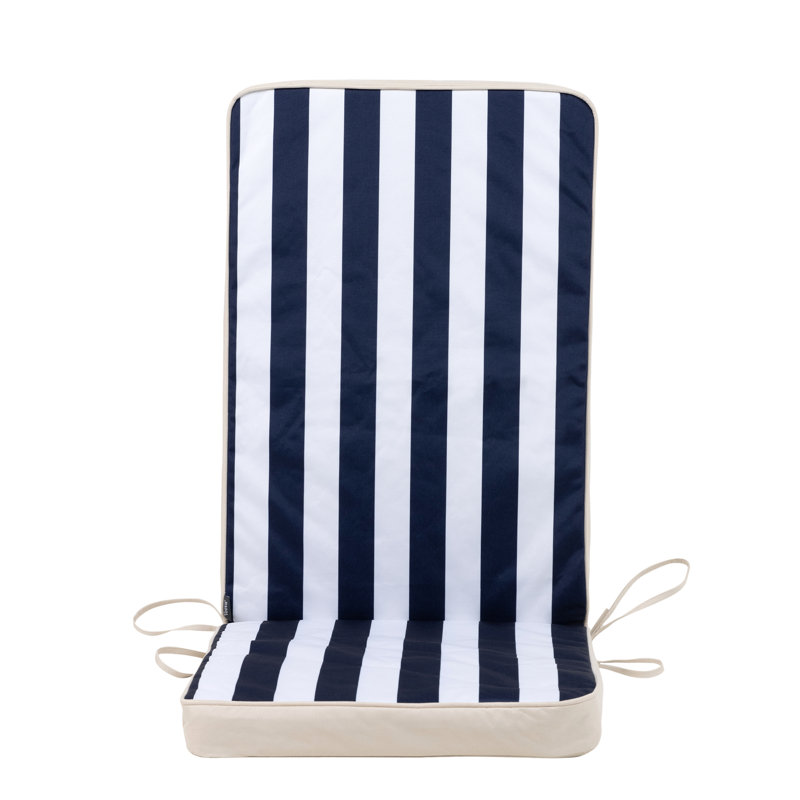 Geometric Outdoor High Back Seat Pad, Navy Deckstripe
