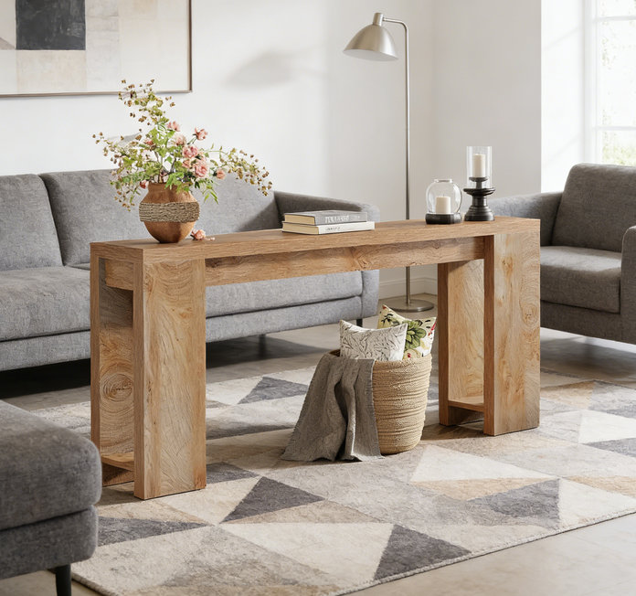 Farmhouse Wooden Console Table, Brown,Oak