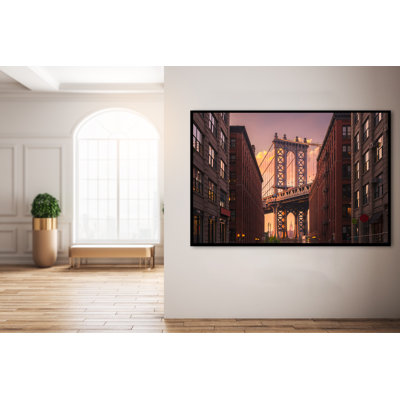 Manhattan Bridge From Brooklyn Street - Print on Plastic / Acrylic