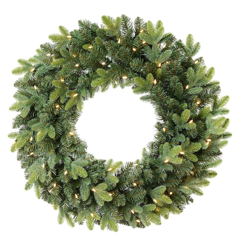 Couronne de verdure pré-illuminée en sapin de Kassel de 61 cm