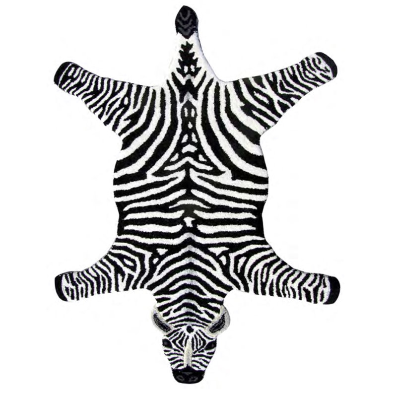 Eula Animals Zebra Flatweave Wool Black Rug