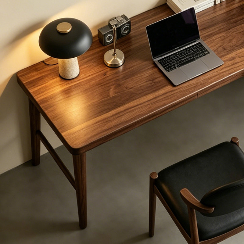 Bureau en bois de noyer durable en forme de L, H 29,52 po x l 55,11 po x P 39,37 po