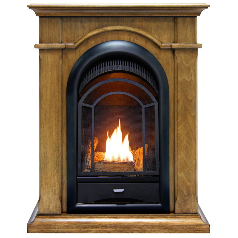 ProCom Dual Fuel Ventless Gas Fireplace System - 10,000 BTU, T-Stat Control, Toasted Almond