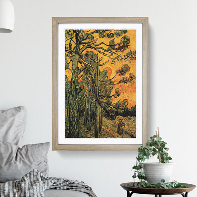 Pine Trees Against a Red Sky by Vincent Van Gogh - Picture Frame Painting