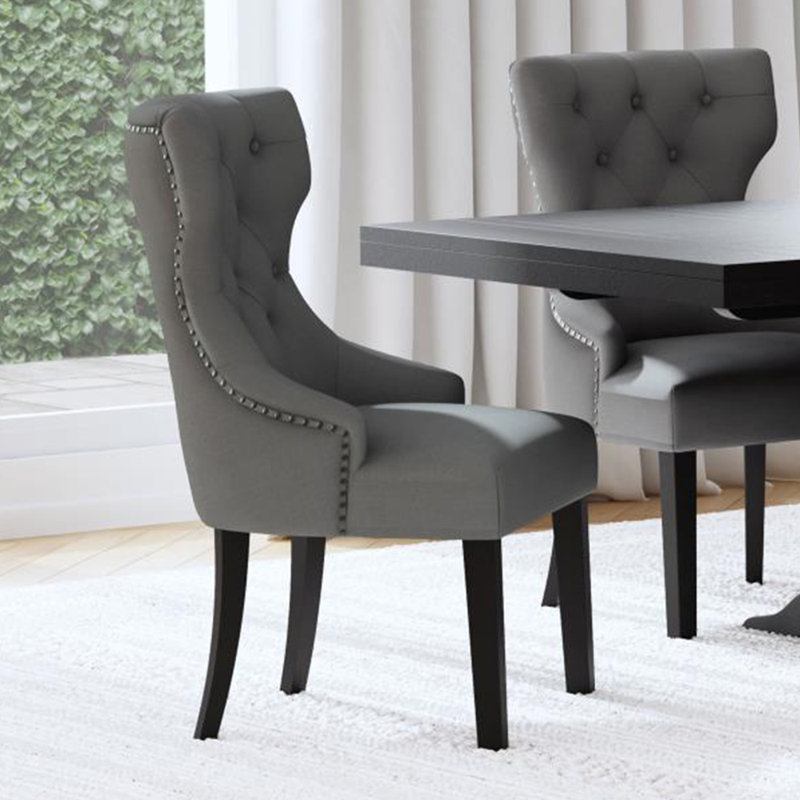 Chaise d'appoint de salle à manger rembourrée Crisha, Polyester beige, Noir