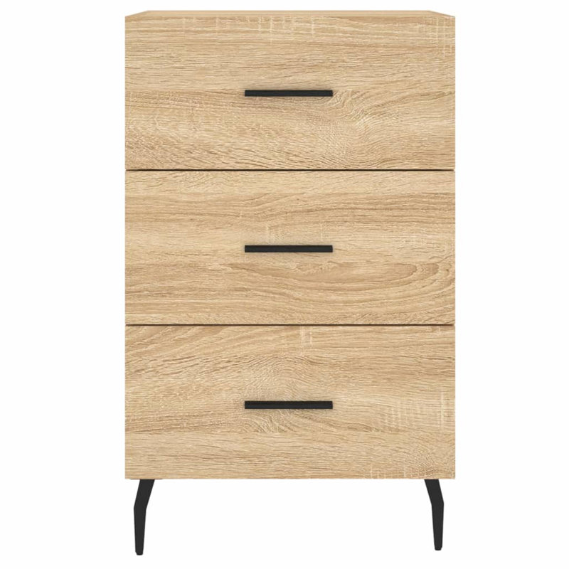 Mehrudin 40cm W Iron Bedside Table, Sonoma Oak