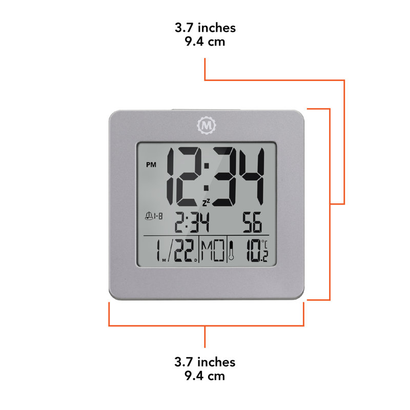 Digital Electric Tabletop Clock with Alarm, Grey