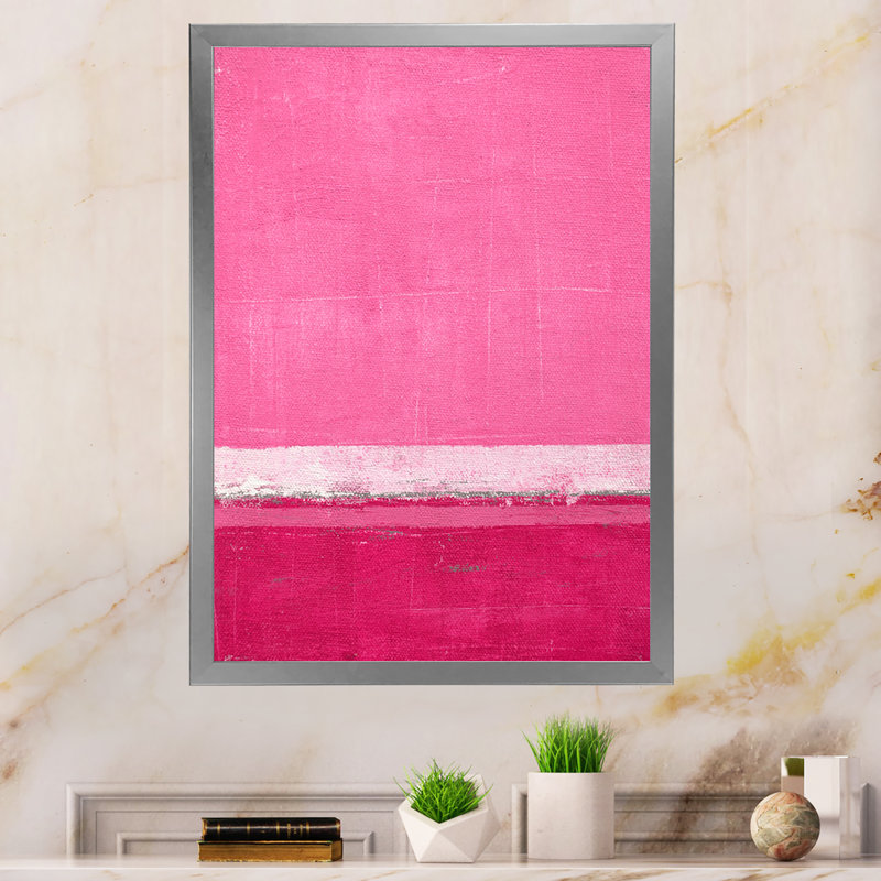 Rose fuchsia et blanc Colorfields II - reproduction d'art moderne et contemporaine sur toile, H 40 po x l 30 po x P 1 po
