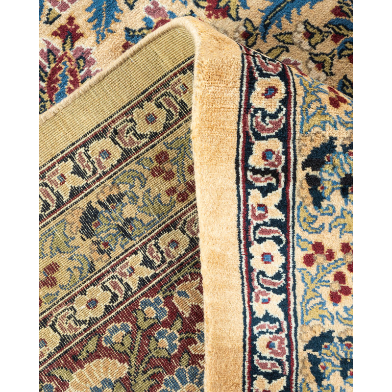 Ivory Hand-Knotted Wool Traditional 9' x 12' Area Rug