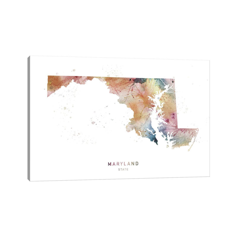 Maryland State Map - Wrapped Canvas Painting, 66.04 cm H x 45.72 cm W