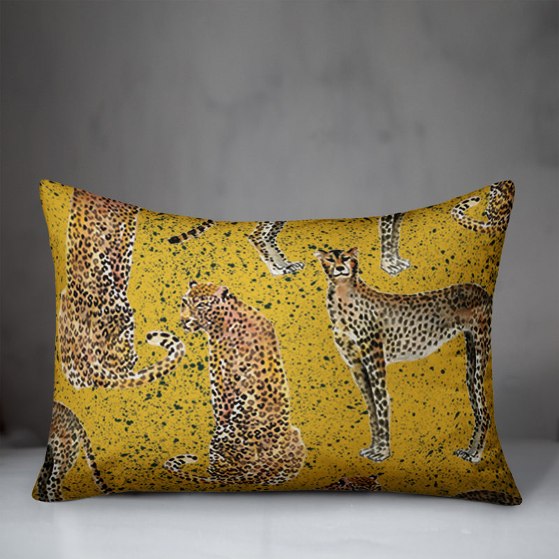 Coussin extérieur Cheetahs On, H 18 po x l 25 po, Jaune
