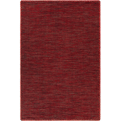 Dario Authentic Hand-Woven Handcrafted Red, Pink, Black & White Modern Farmhouse Braided Edge Cotton Area Rug