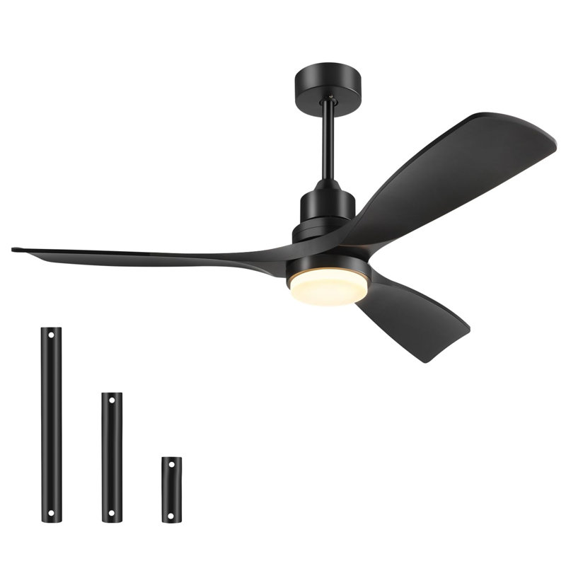 52 Inch Ceiling Fan with Lights Remote Control, Black