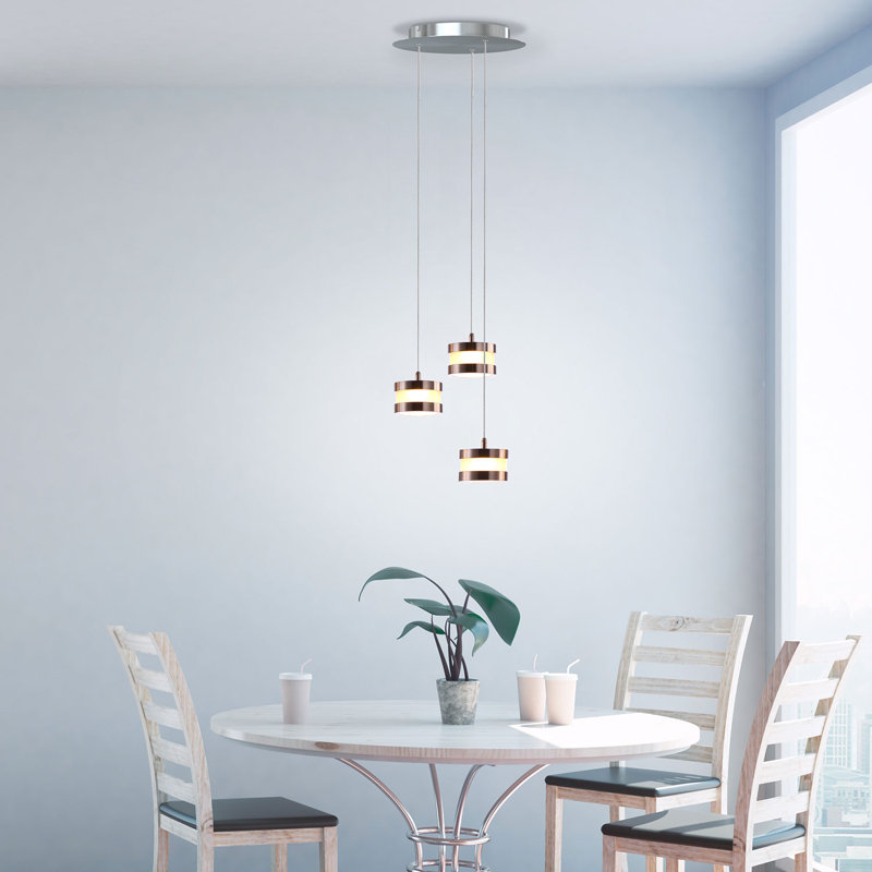 Luminaire suspendu cylindrique à 3 lumières DEL Karter, H 2 po x l 20 po x p 5 po, Chrome
